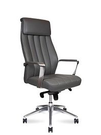 Кресло офисное / Madrid Grey / алюминиевая  база / серая экокожа - Фото предпросмотра