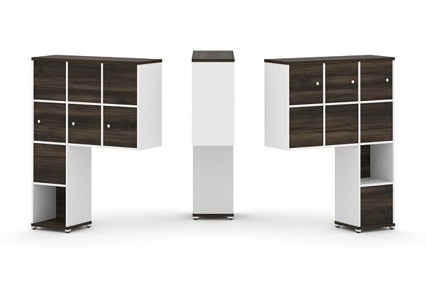 Concept Надставка высокая CN.DNV-009 Дуб Мали/Белый Бриллиант/Металл Белый 1099*350*1486 - Вид 1