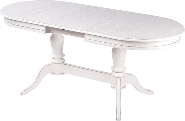 Стол деревянный раздвижной Арей 140(180)х80х76 Белый с серебряной патиной - Вид 6