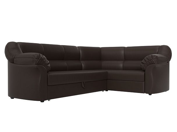 Диван угловой Карнелла правый (полностью экокожа коричневая) - Вид 3