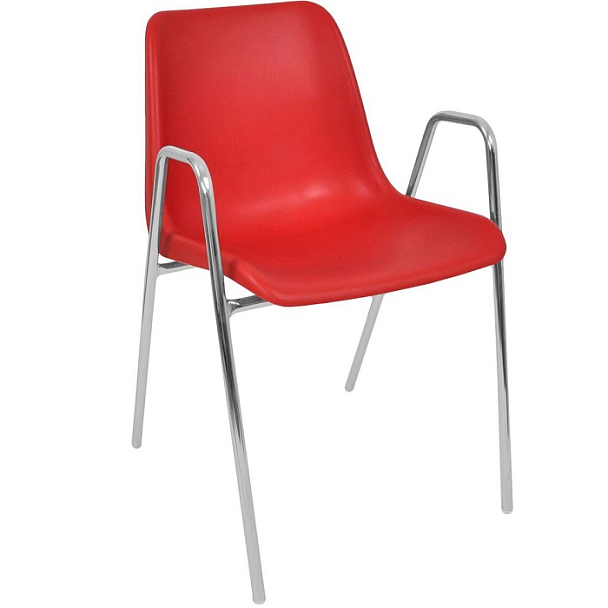 Стул Vicenza (4 высокие ножки c подлокотниками), каркас Хром, красный, РП+ИК, стопируемый - Вид 1