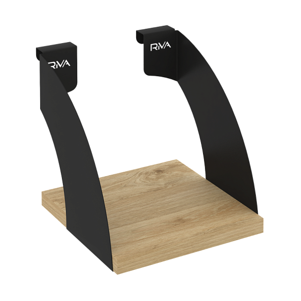 Навесные полки. Кронштейны+ЛДСП полка 200мм MAN-41-2 Тиквуд светлый/Чёрный металл 200*220*200 - Вид 1