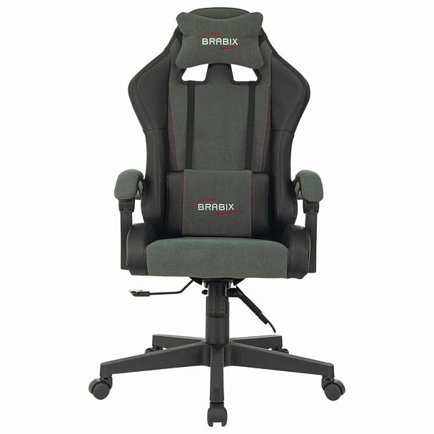 Кресло компьютерное BRABIX "Striker GM-121", синхромеханизм, 2 подушки, экокожа/велюр, черное/серое, 532961 - Вид 10