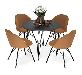 Обеденная группа Sheffilton SHT-DS251 каменный уголь/горчичный/черный муар - Фото предпросмотра