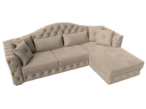 Диван угловой Артис правый угол Велюр бежевый - Вид 5