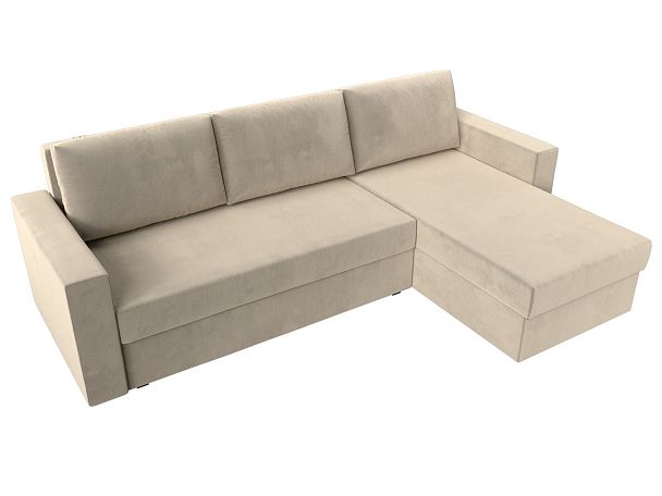 Угловой диван Траумберг Лайт правый (полностью микровельвет бежевый) - Вид 5