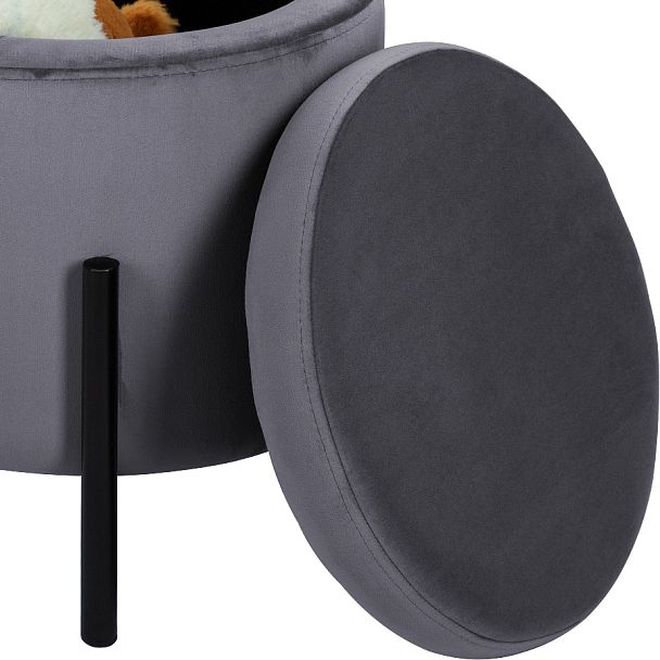 Пуф Кен с местом для хранения Серый велюр H-15/черный - Вид 5