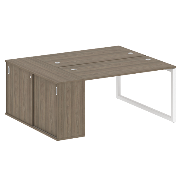 Metal System Quattro Р. ст. с шкафом-купе на О-образном м/к 50БО.РС-СШК-1.3 Т Вяз/Белый металл 1810*1475*750 - Вид 1