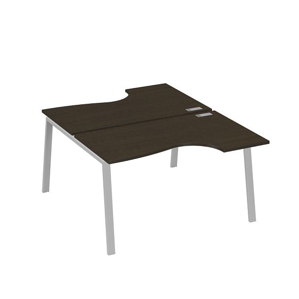 Рабочая станция столы (2х140) эргономичные Классика каркасTRE A4 А4 Б3 184  БП венге / металлокаркас серый - Вид 1