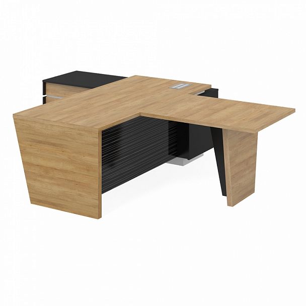 Стол с тумбой + брифинг "Конгресс" ПК-КНГ-КОМП№0003-В1-1106 дуб скальный - Вид 1