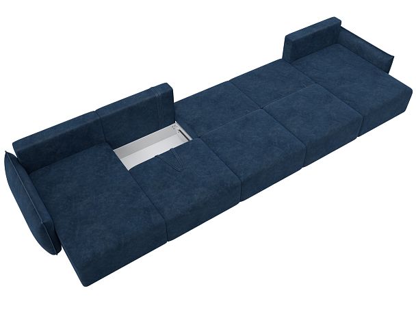 Диван п-образный Лига-051 НПБ МегаЛонг Велюр синий - Вид 9