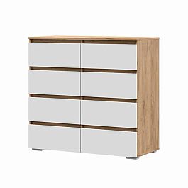 Хелен КМ 04 Комод 8 ящиков (1002х958х460) белый/дуб крафт золото - Фото предпросмотра