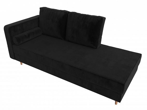 Кушетка Прайм левый (полностью велюр черный) - Вид 5