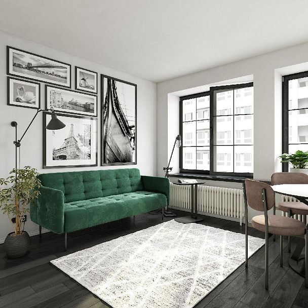 Monaco диван-кровать прямой с подлокотниками, трехместный, бархат зеленый 19 - Вид 7