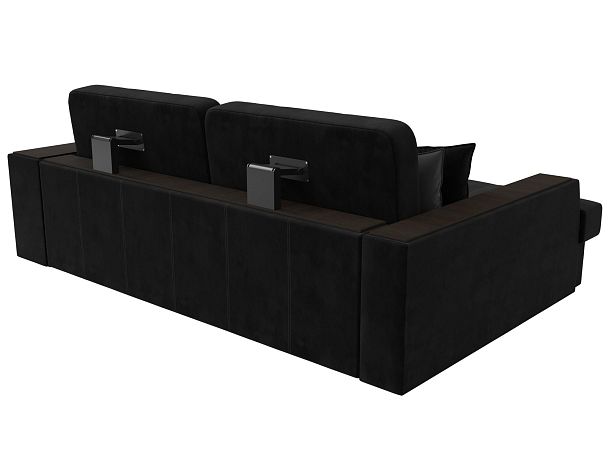 Угловой диван Брюссель левый (полностью велюр черный) - Вид 6