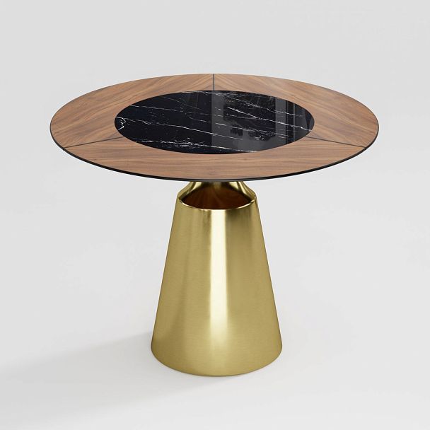 Стол круглый Lucas 120, шпон, керамика глянцевая, черная - Вид 3