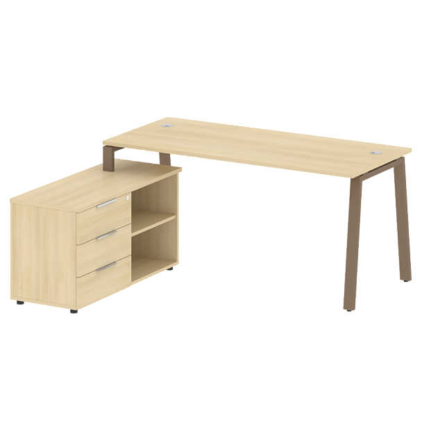 Metal System Р. ст. с тумбой на А-образном м/к БА.РС-СТС-2.4 (L) Акация/Мокко металл 1700*1520*750 - Вид 1