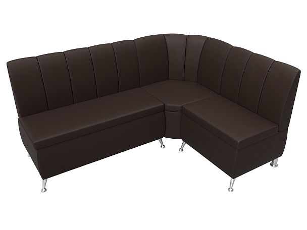 Кухонный угловой диван Кантри правый (полностью экокожа коричневая) - Вид 5
