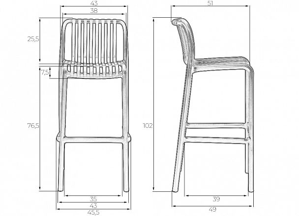 Стул барный DOBRIN CHLOE BAR (черный (B-03)) - Вид 10