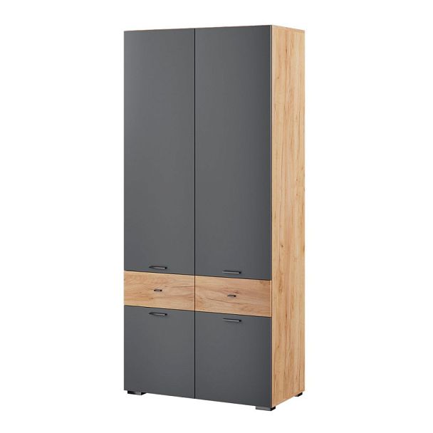 Гостиная "Дублин" Шкаф 2-х створчатый гикори рокфорд/графит серый - Вид 1