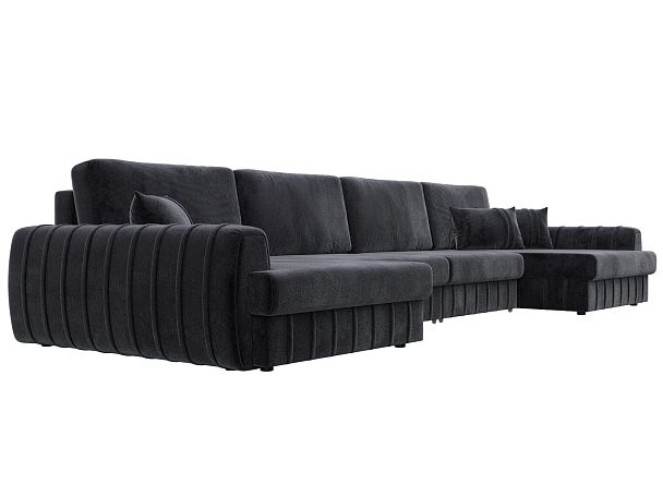 Диван П-образный Лига-057 НПБ Лонг Велюр темно-серый - Вид 3