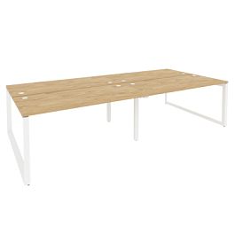 Onix Рабочая станция на О-образном м/к O.MO-D.RS-4.4.7 Тиквуд светлый/Белый металл 3160*1475*750 - Фото предпросмотра