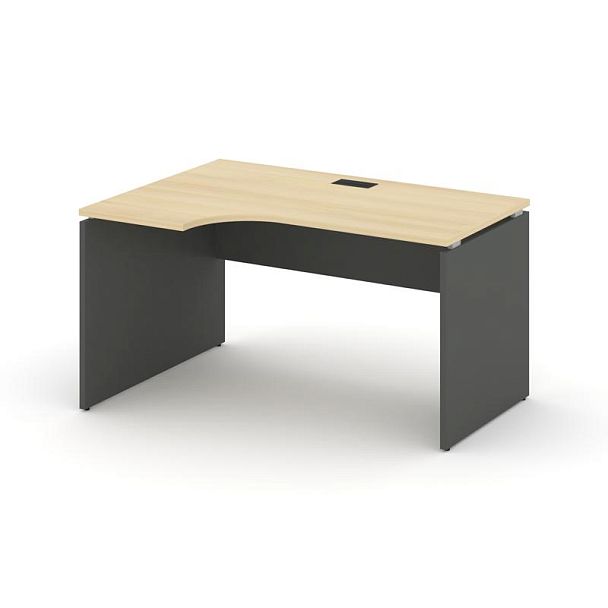 Стайл Проджект Стол рабочий эргоном. SN-D.SPA-001(L) Акация Лорка/Антрацит NEW/Черная Заглушка 1380* - Вид 1
