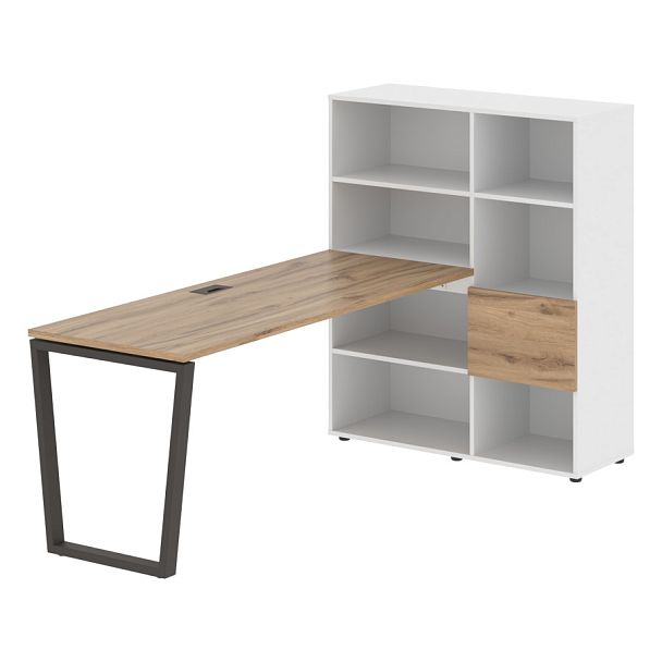 Стол-стеллаж EVRST 1117 Дуб Денвер светлый/Мокко/Белый 2190х1120х1355 EDIS - Вид 1