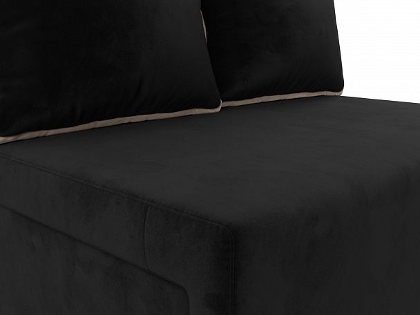 Диван прямой Лагуна (полностью велюр черный, кант велюр бежевый) - Вид 4