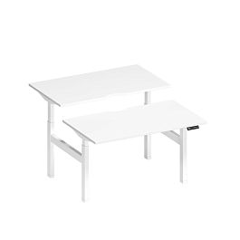 Рабочая станция на электроприводе с вырезами Elevo А2 БГ 102.2 БП белый премиум / белый гладкий - Фото предпросмотра