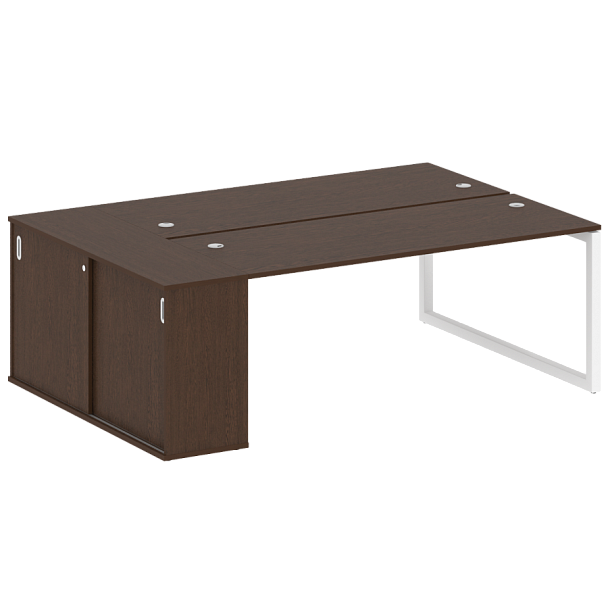 Metal System Quattro Р. ст. с шкафом-купе на О-образном м/к 50БО.РС-СШК-1.5 Т Венге/Белый металл 2210*1475*750 - Вид 1