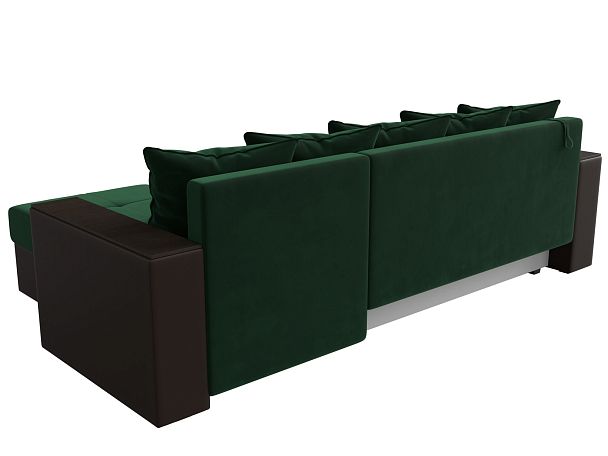 Диван угловой Дубай Лайт угол правый (основа велюр зеленый, компаньон экокожа коричневая) - Вид 6