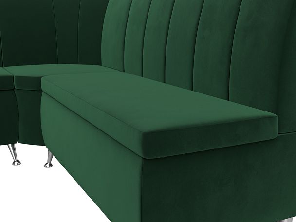 Кухонный угловой диван Кантри левый (полностью велюр зеленый) - Вид 4