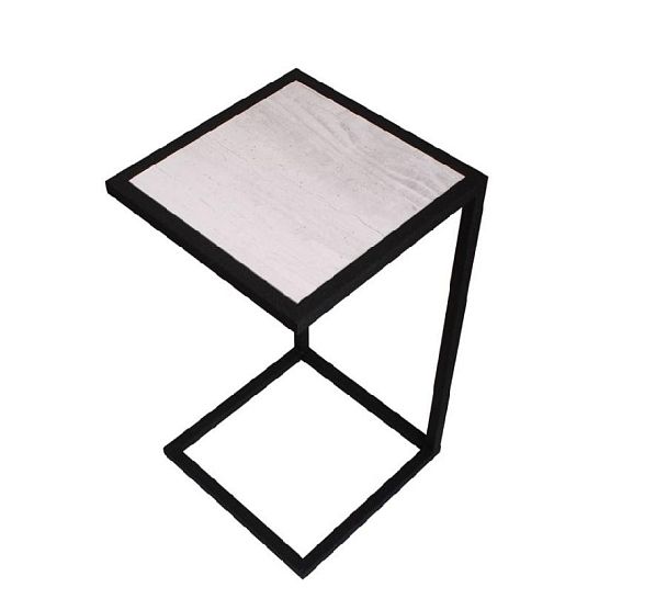 Стол придиванный Империя 330*330 Н600, ЛДСП 16мм Бетон Пайн Белый, металлокаркас цвет черный шелк Бетон Пайн Белый, металлокаркас цвет черный шелк - Вид 1