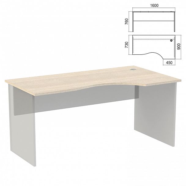 Стол эргономичный ЧАСТЬ 1 "Арго", 1600х900х760 мм, правый, ясень шимо - Вид 2