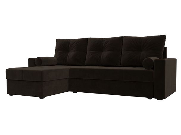 Диван угловой Верона Лайт угол левый (полностью вмикровельвет коричневый) - Вид 1