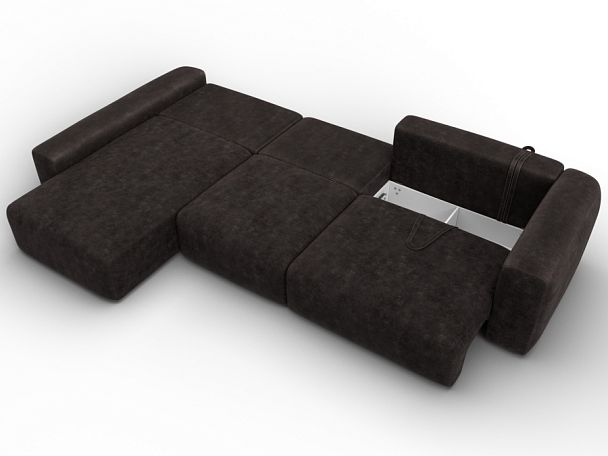 Диван угловой Лига-066 НПБ Лонг угол левый Велюр коричневый - Вид 10