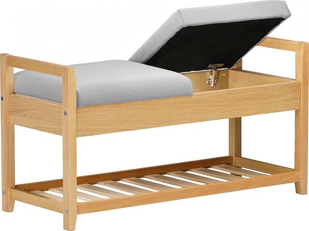 Обувница деревянная Вудсен Натуральный/Светло-серый велюр - Вид 3