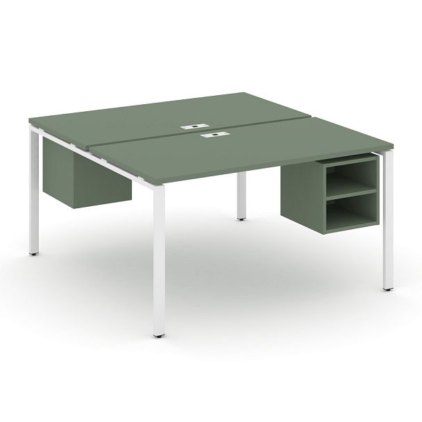 Concept Рабочая станция 2 сторонняя с подвесными тумбами на 2 места CN.DRS-106 Кобо/Металл Белый 1180*1480*750 - Вид 1