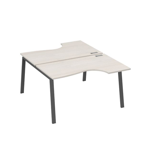 Рабочая станция столы (2х140) эргономичные Классика каркасTRE A4 А4 Б3 184  БП дуб / металлокаркас антрацит - Вид 1