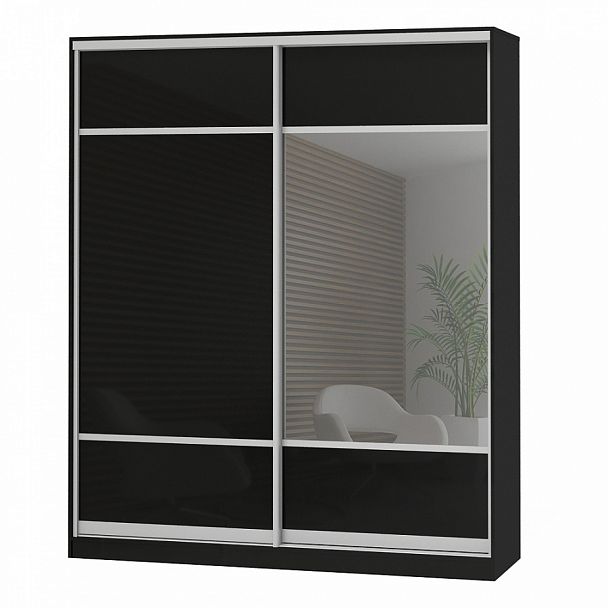 Шкаф Дерби 1965 ДСП-ЗР "Шкафы-купе" ПК-ДЕБ-Ш215Х197ДСЗ/1-В1-115 черный - Вид 1