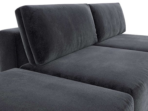 Диван угловой модульный с пуфом Лига-060 НПБ угол универсальный Велюр серый - Вид 4