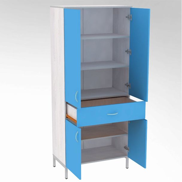 Шкаф лабораторный с ящиками со стеклом (Цветной фасад) - Вид 4