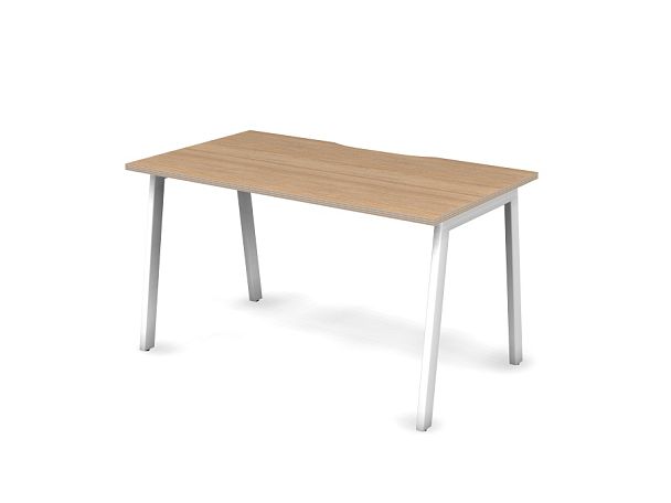 MATRIX 121S101-A Стол прямой проводник вырезной (A-обр. опоры) 1380х780х775 Швейцарский вяз/Белый - Вид 1