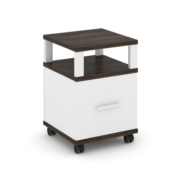 Concept Тумба мобильная 1 распаш. фасад с надставкой CN.TUM-008 W Дуб Мали/Белый Бриллиант/Металл Белый 420*420*615 - Вид 1