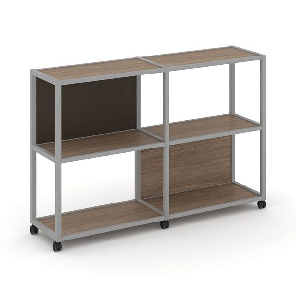 Shelf Mobile Стеллаж 3 уровня 2 секции VR.LT-STK-312.06 Дуб Аризона/Металл Серый/W-25 1170*400*1046 - Вид 1
