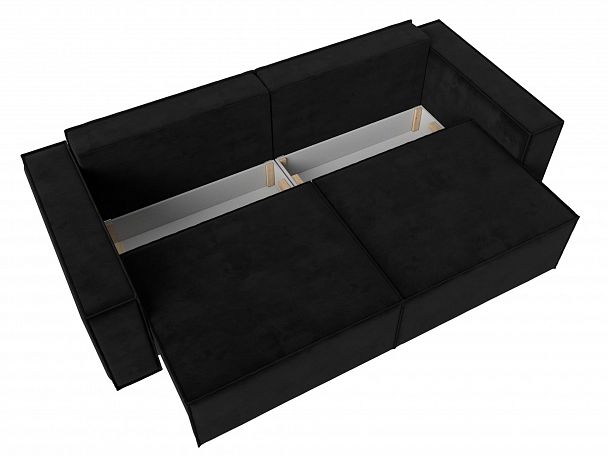 Диван прямой Куба (полностью велюр черный) - Вид 7