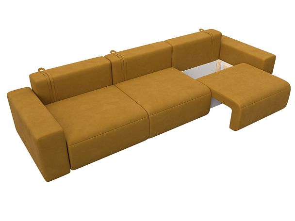 Диван прямой Лига-036 НПБ Классик Лонг Велюр желтый - Вид 7