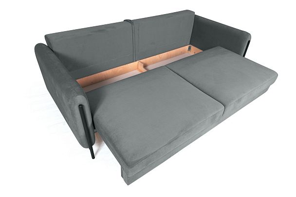 Barcelona диван-кровать трехместный прямой, велюр серый - Вид 6