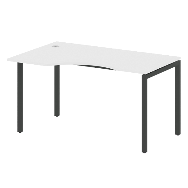 Metal System Quattro Стол криволинейный левый на П-образном м/к 40БП.СА-2 (L) Белый/Антрацит металл 1400*900*750 - Вид 1